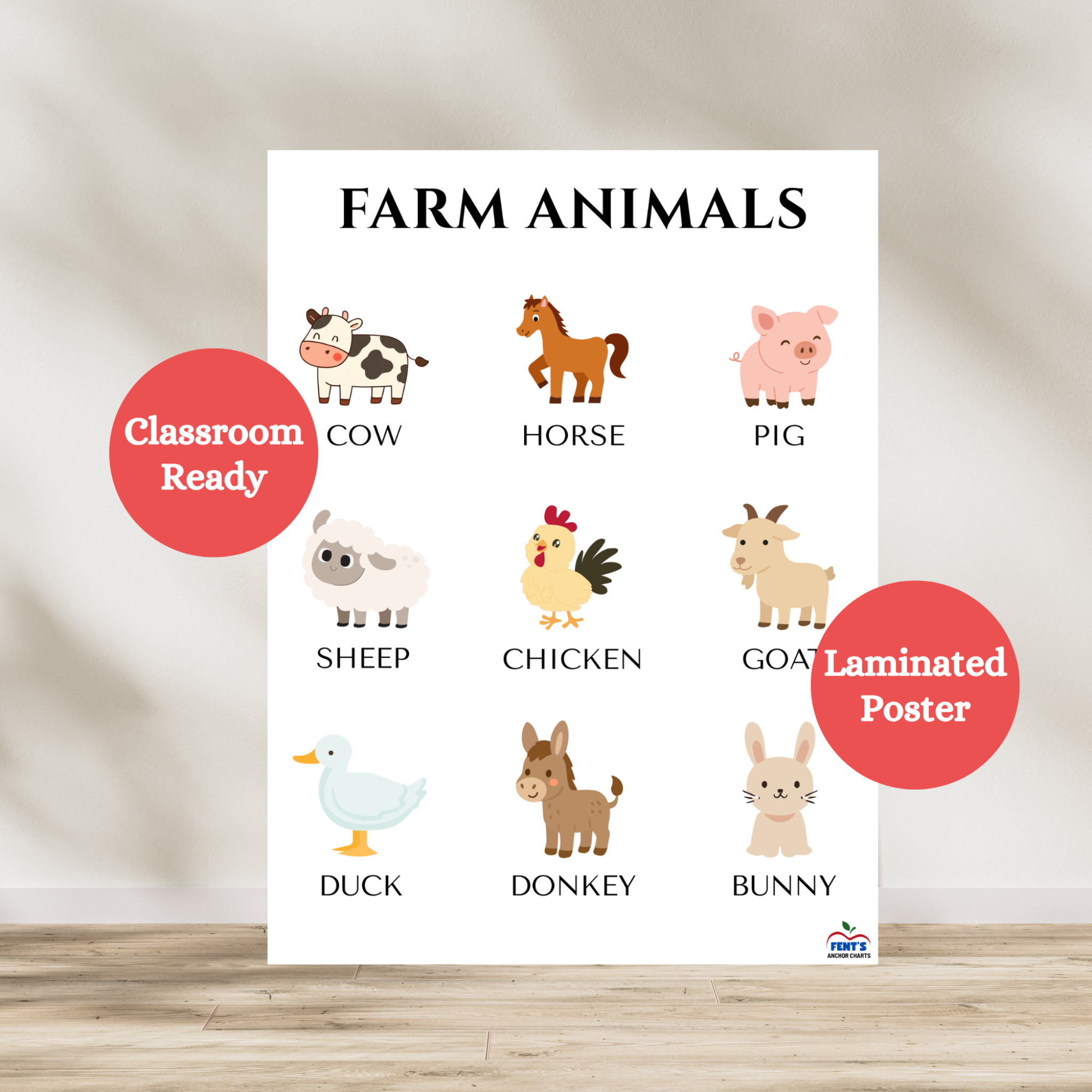 Learning Farm Animals Poster | Toddler Learning Anchor Chart Decor ...