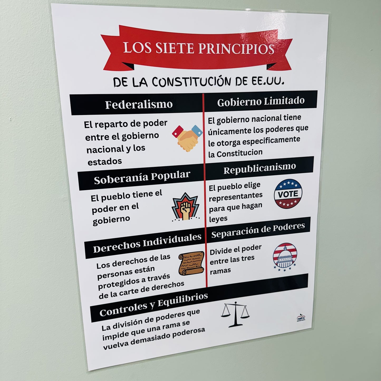 "Principles of the US Constitution in Spanish" Anchor Chart