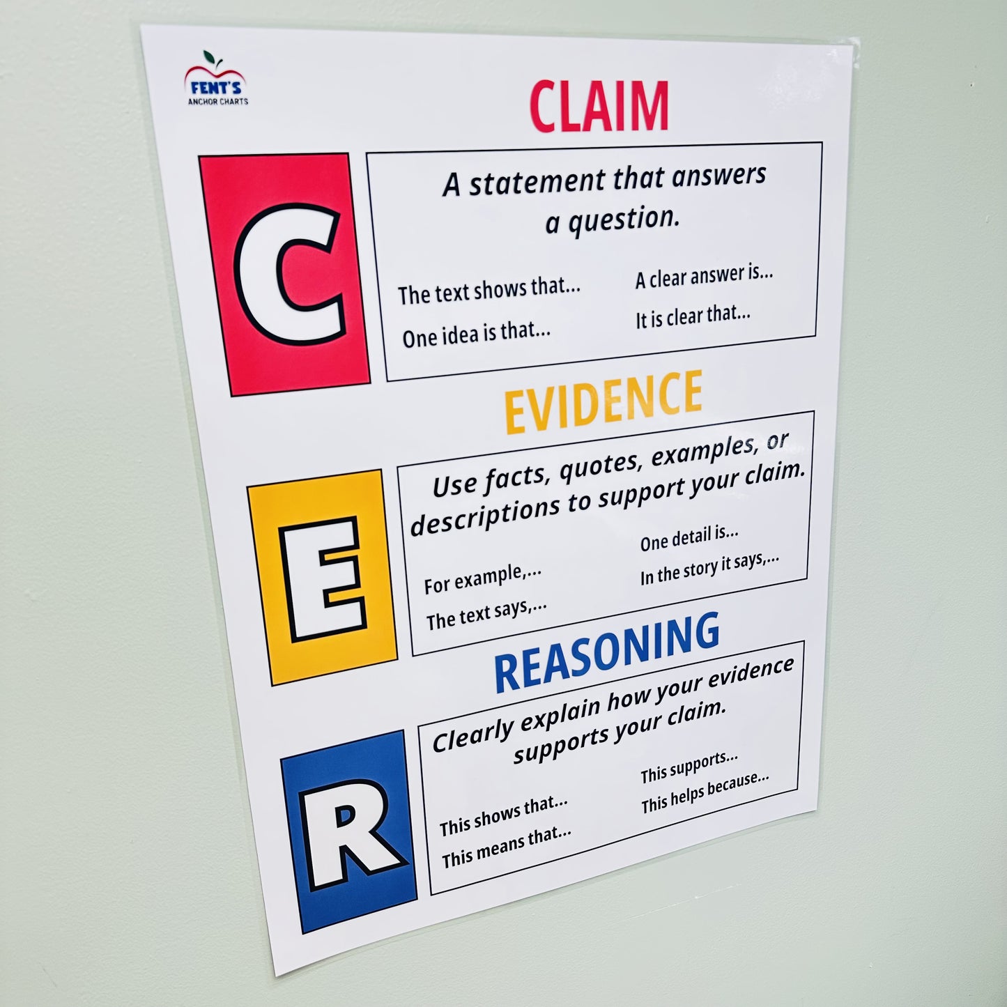 "CER Writing" Anchor Chart