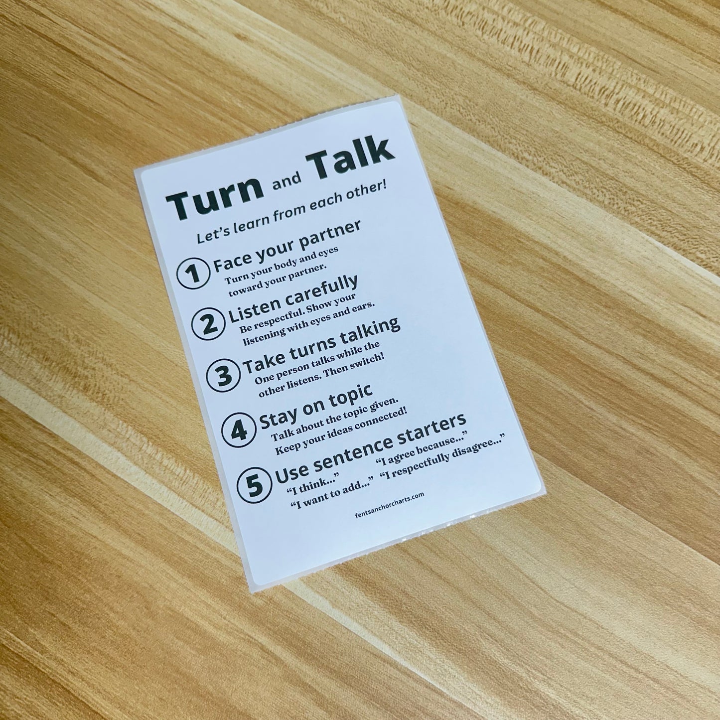 "Turn & Talk" Anchor Chart Sticker