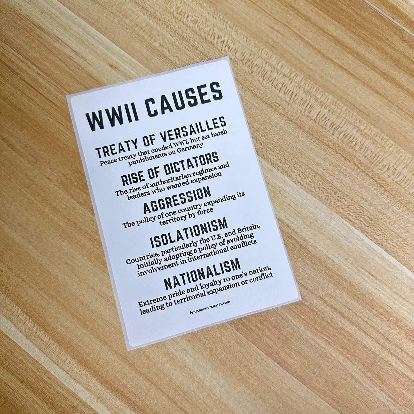 "World War Two Causes" Anchor Chart Sticker