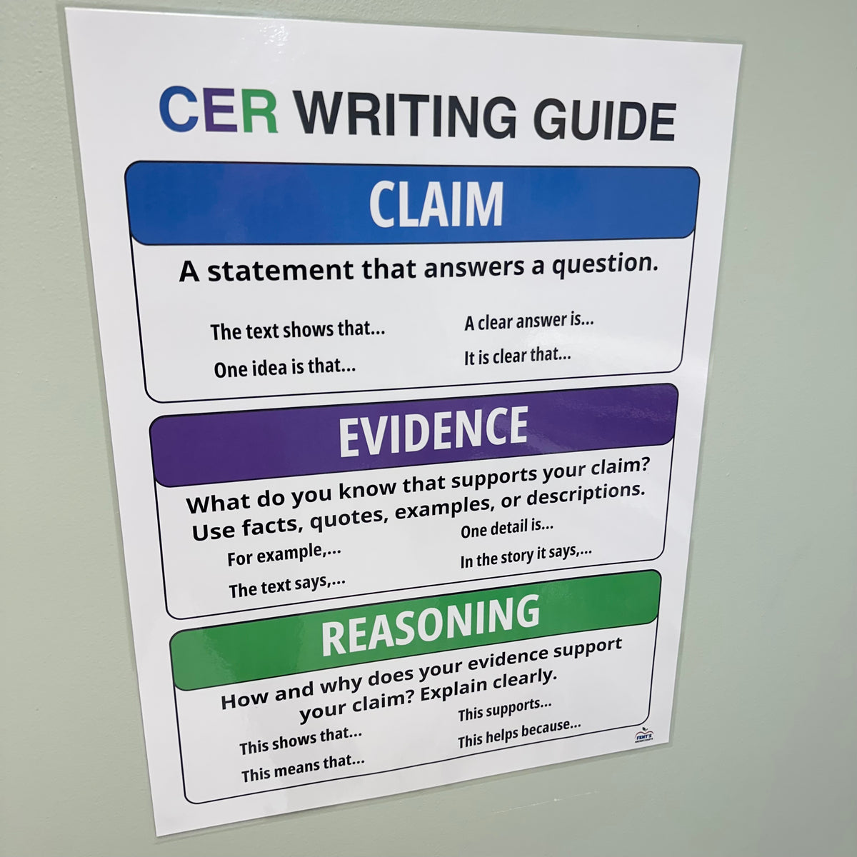 Claim Evidence Reasoning Anchor Chart | Paragraph Writing Poster – Fent ...