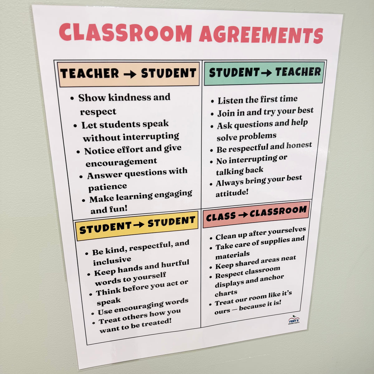 "Classroom Agreements" Anchor Chart
