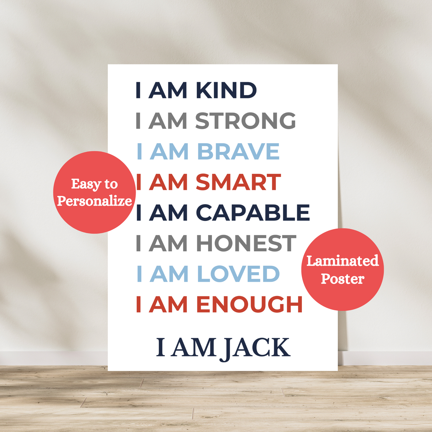 "Personalized Boys Affirmation" Poster