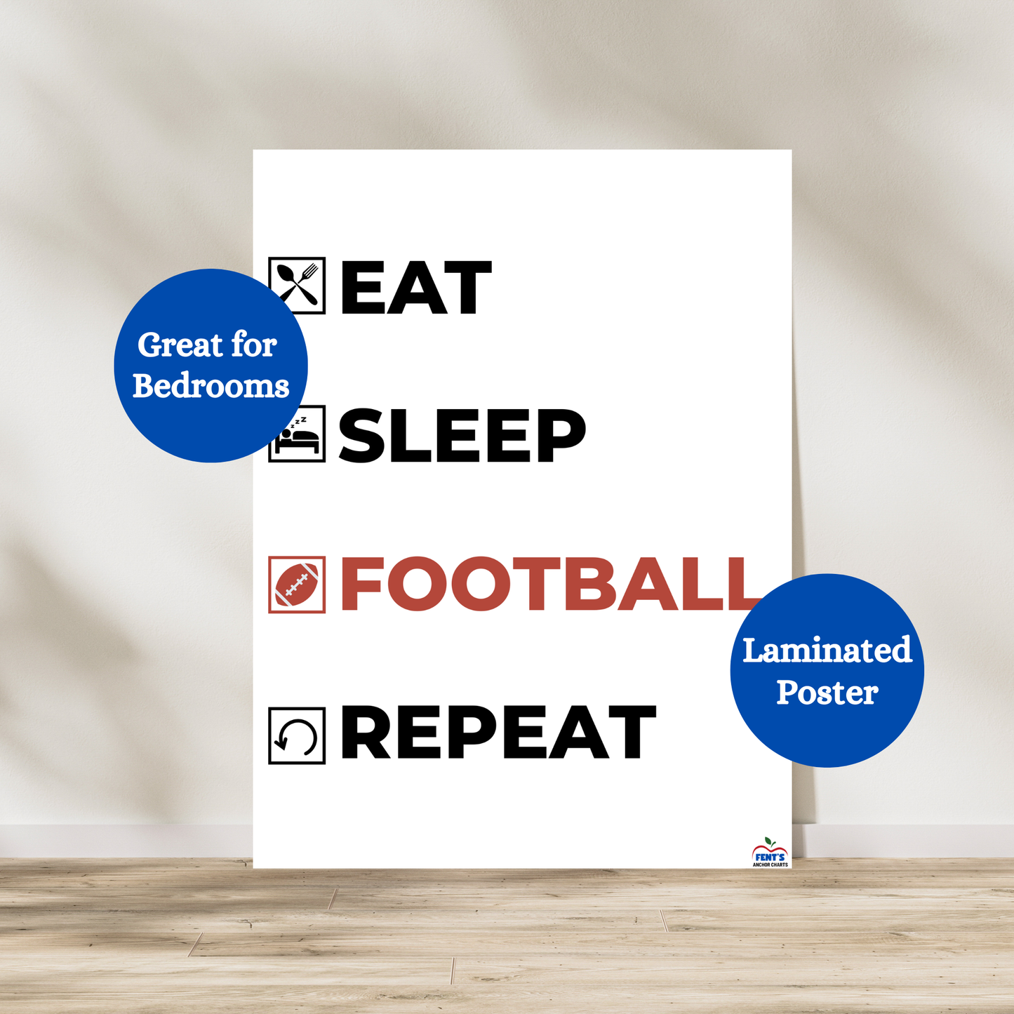 "Eat Sleep Football Repeat" Poster