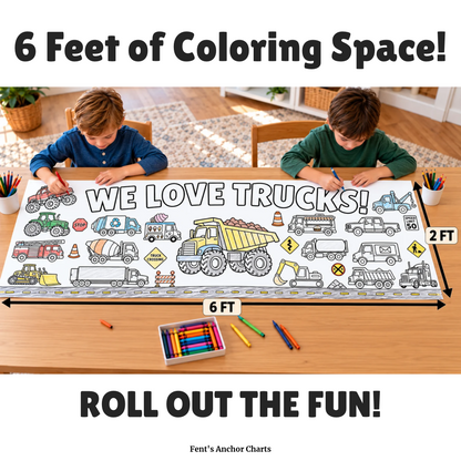 We Love Trucks Coloring Banner