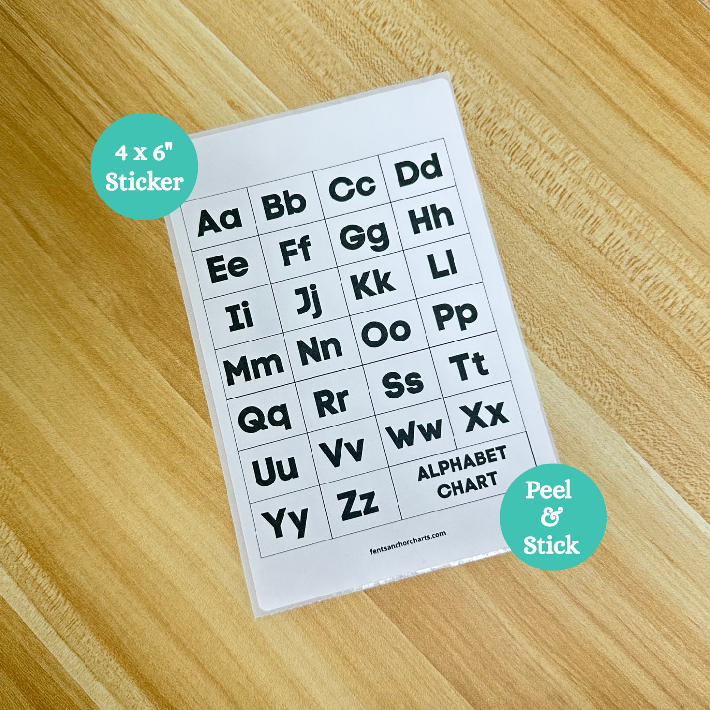 Alphabet Table Anchor Chart for preschool and kindergarten. Displays A–Z with phonics cues for early literacy. Perfect for classroom decor, ABC centers, and helping kids learn letters and sounds. Educational, great for early learning environments and homeschool use.