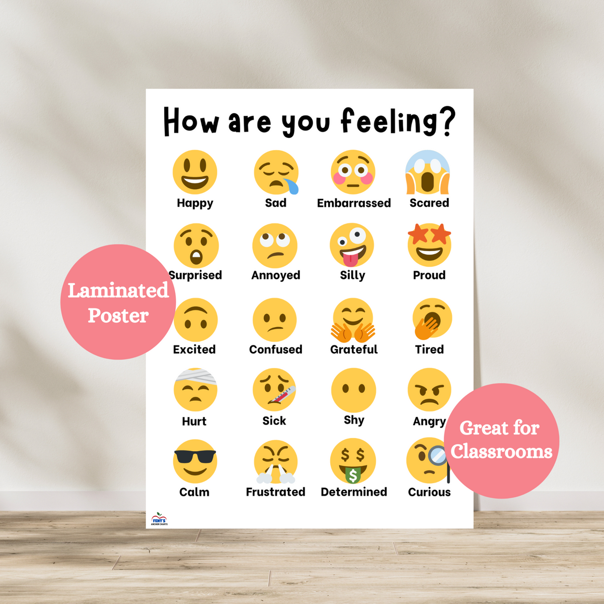 How are you feeling laminated poster that showcases different emotions students and children could be showing throughout the school day. Hang at home or on a classroom or guidance counselor office wall. Laminated for durability.