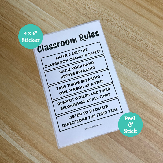 Thermal printed classroom rules anchor chart sticker. All-year reference to support classroom rules and classroom management.
