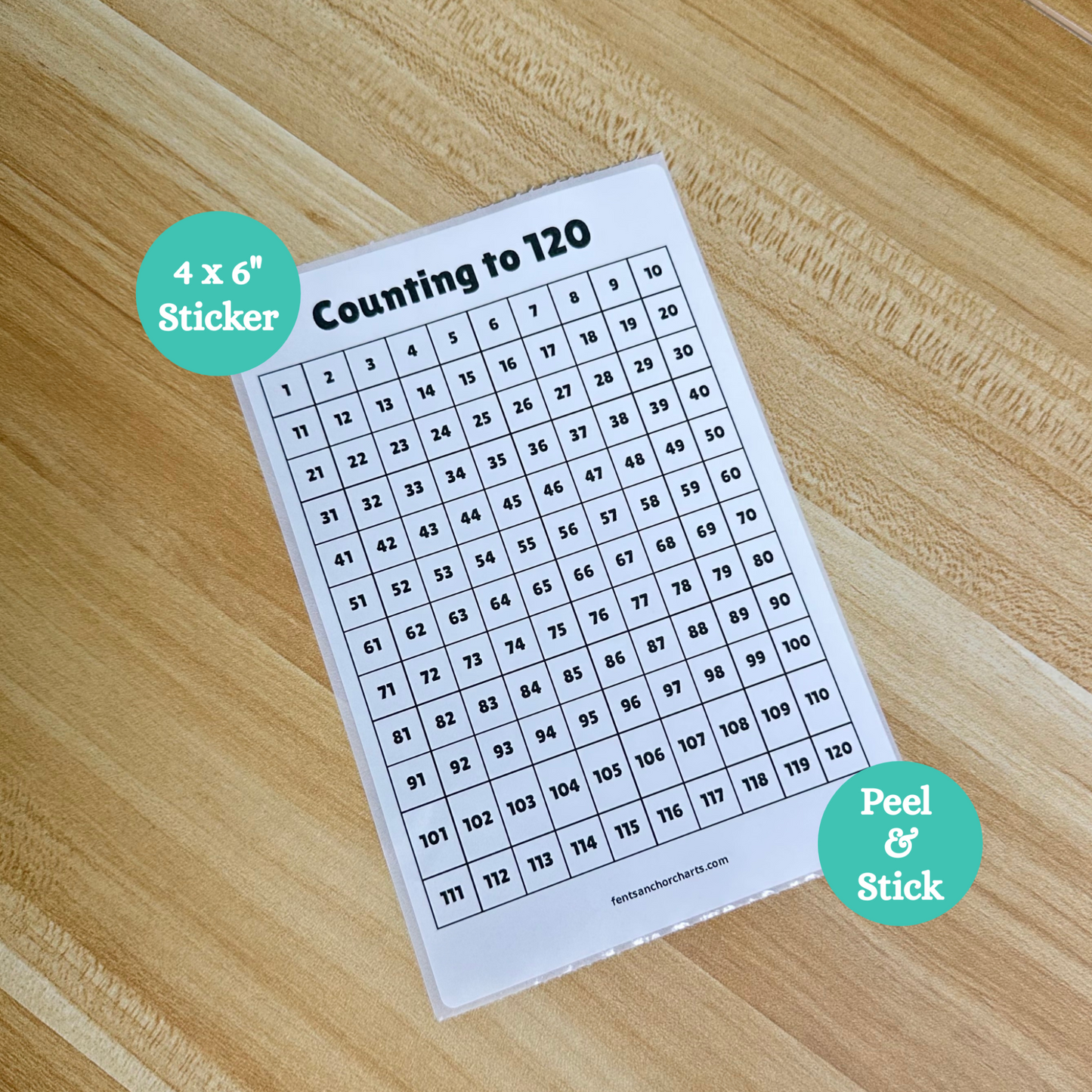Counting to 120 grid. Printed on thermal printer paper and this product is a sticker in black and white