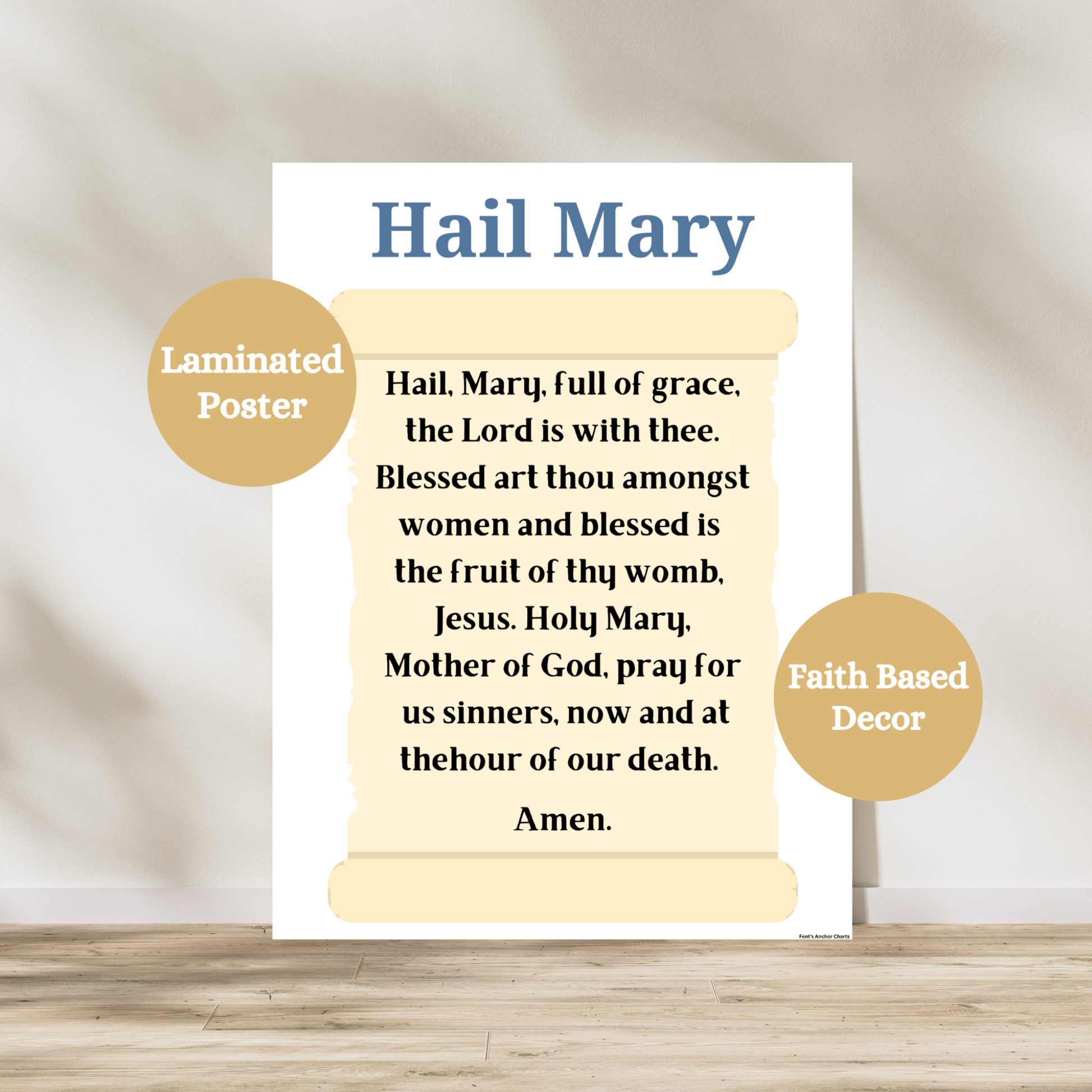 Hail Mary prayer poster the teaches children the Hail Mary catholic prayer
