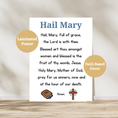 laminated hail mary poster for catholic classrooms and homes. Great for young children. 