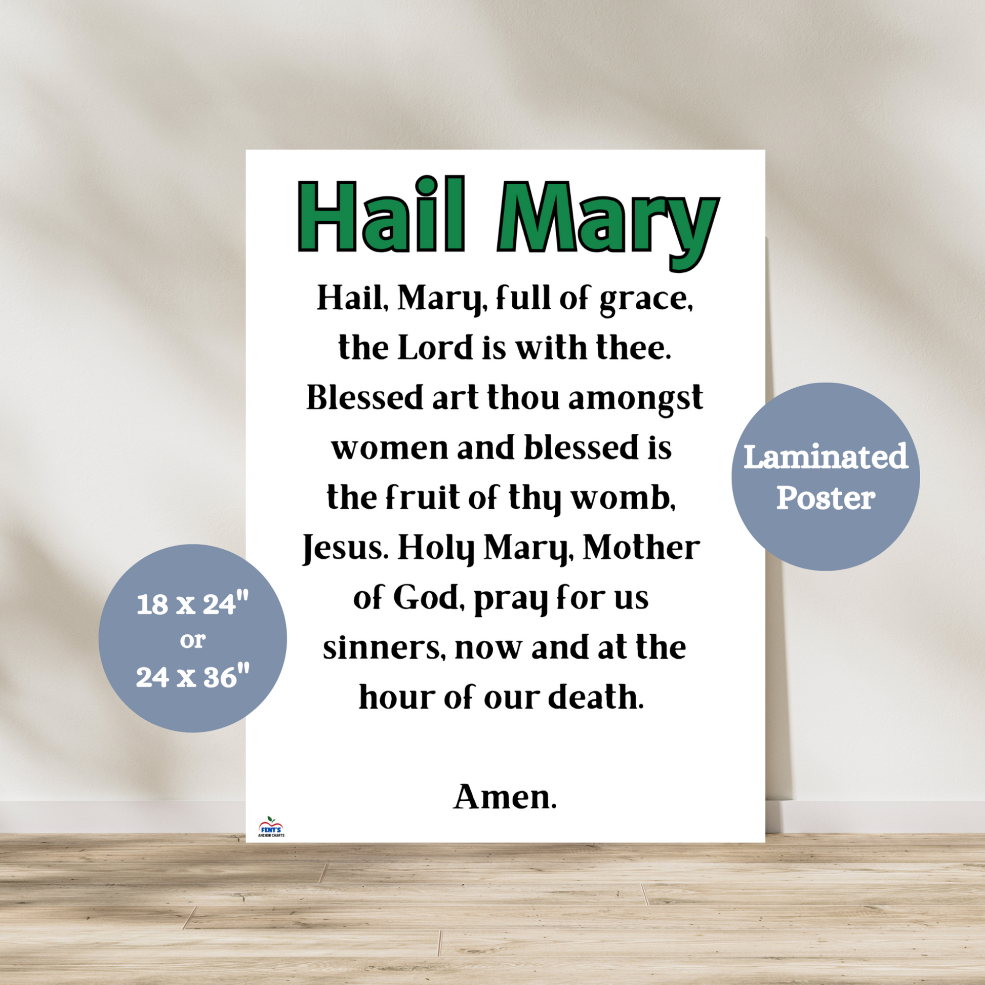 This Hail Mary prayer poster is a great poster for catholic classroms, faith formation programs and churches. This prayer poster allows children to learn and reference the hail mary prayer throughout the school year.