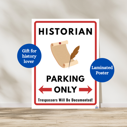 History nerd parking only poster. Gift for history teachers, history buffs and more! used in history and social studies classroom or for history lover inspired decor
