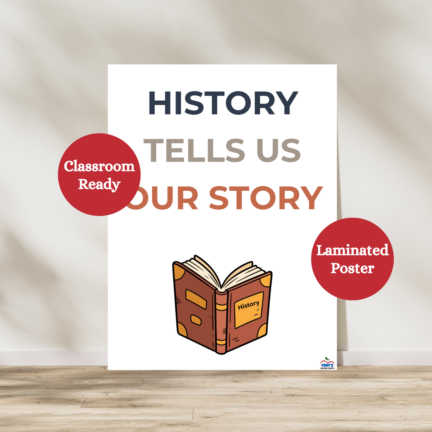 History tells us about story laminated poster. Great anchor chart for 2nd, 3rd, 4th, 5th, and 6th grade social studies classroom. Laminated for durability in classrooms.