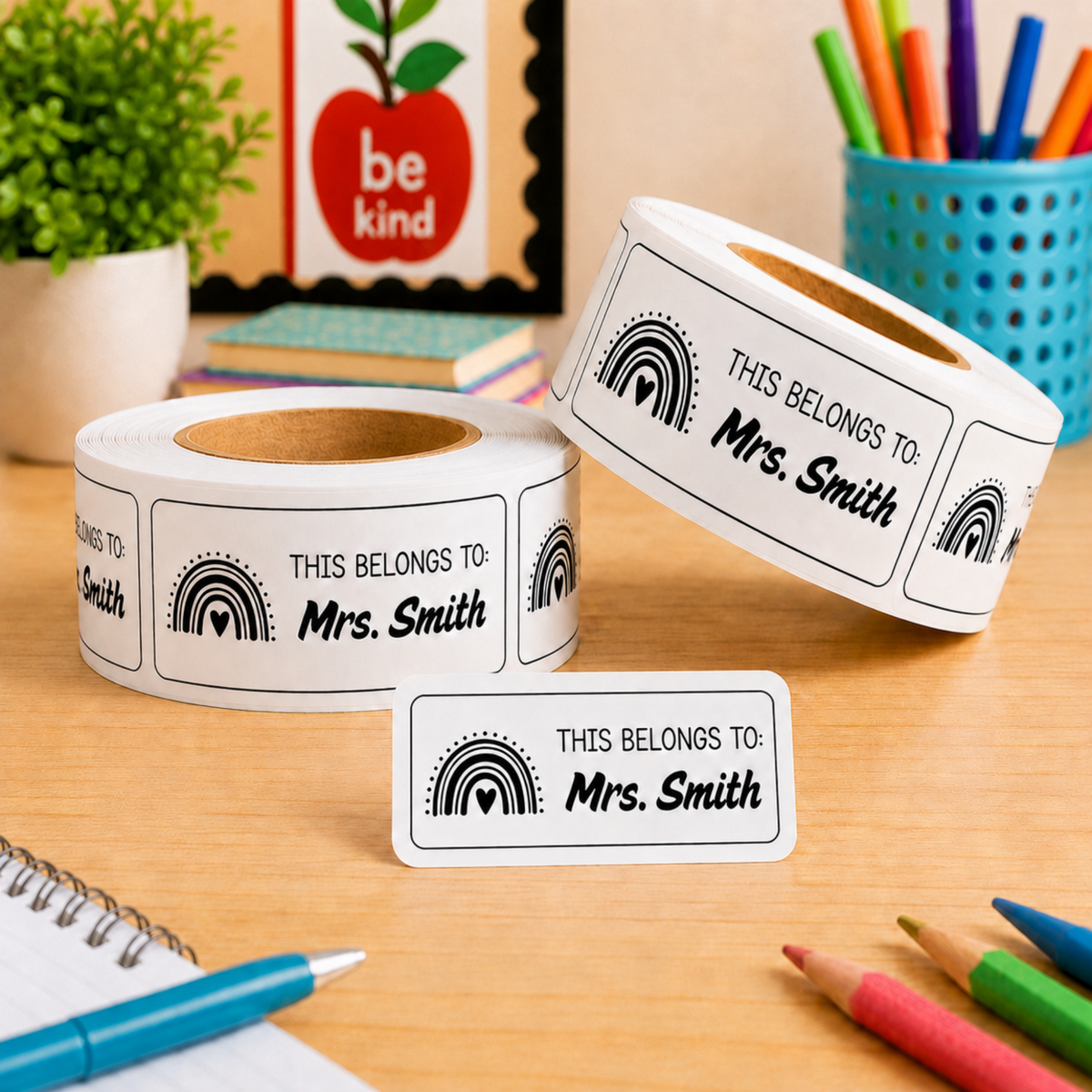 Personalized classroom labels for teachers. Black and white labels that are perfect for books, folders, bins, supplies, classroom tools & more.