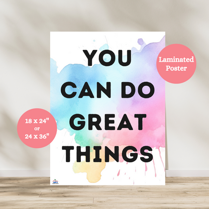 This you can do great things laminated anchor chart is a great inclusive anchor chart for your elementary, middle school or high school classroom. This poster promotes a positive learning environment and build classroom culture. 